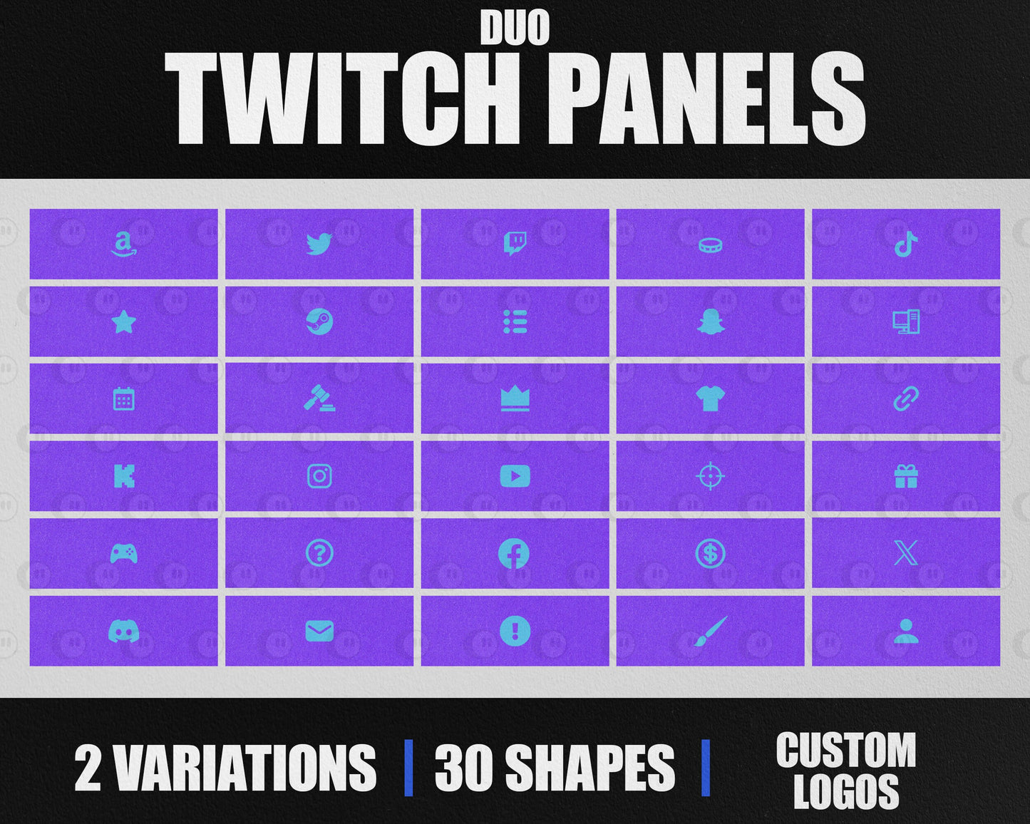 Duo Stream Panels with Paper Texture for Twitch, YouTube, Facebook and Kick Streamers, Sleek Cool Minimal Overlay Designs, Easy to Implement