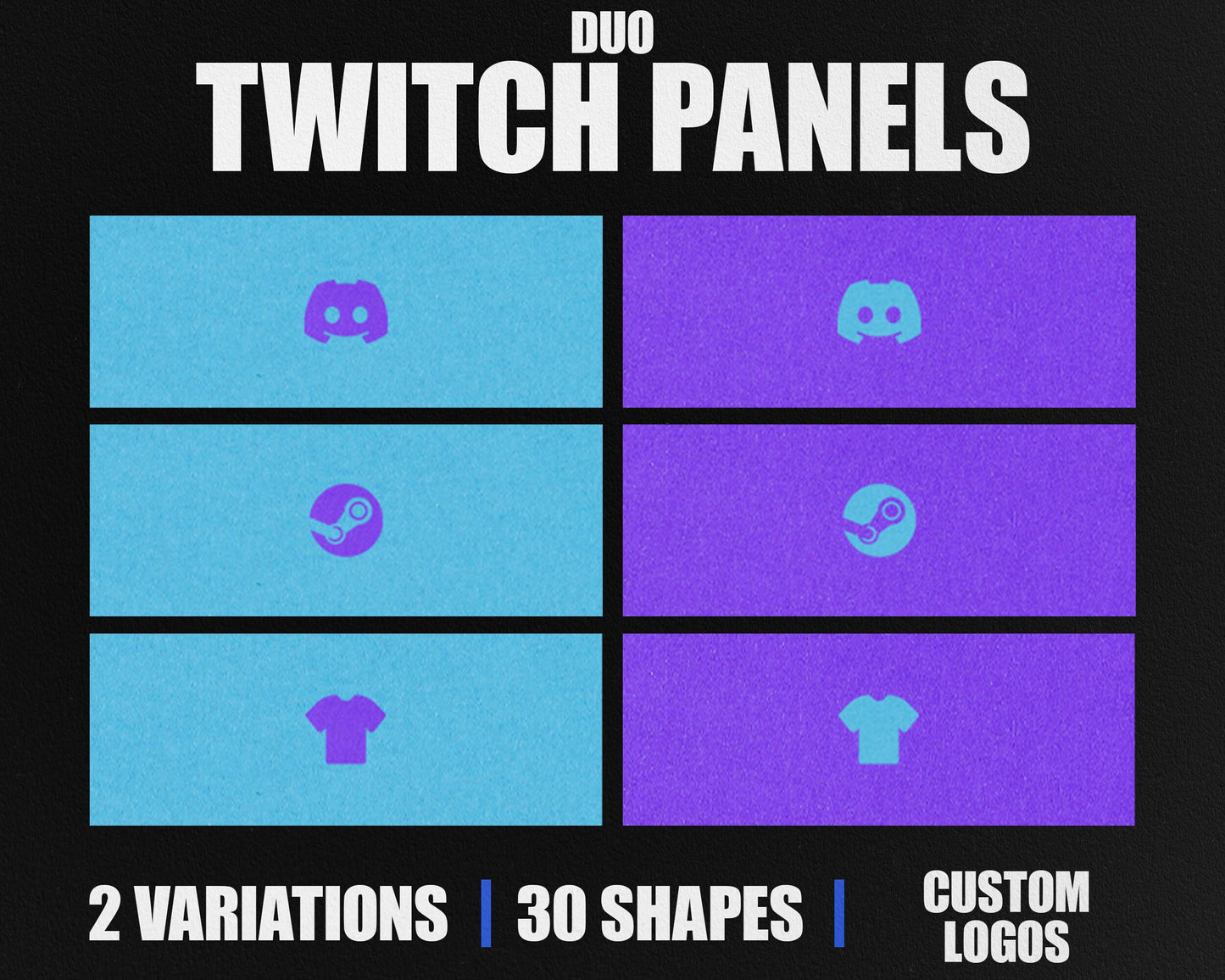 Duo Stream Panels with Paper Texture for Twitch, YouTube, Facebook and Kick Streamers, Sleek Cool Minimal Overlay Designs, Easy to Implement