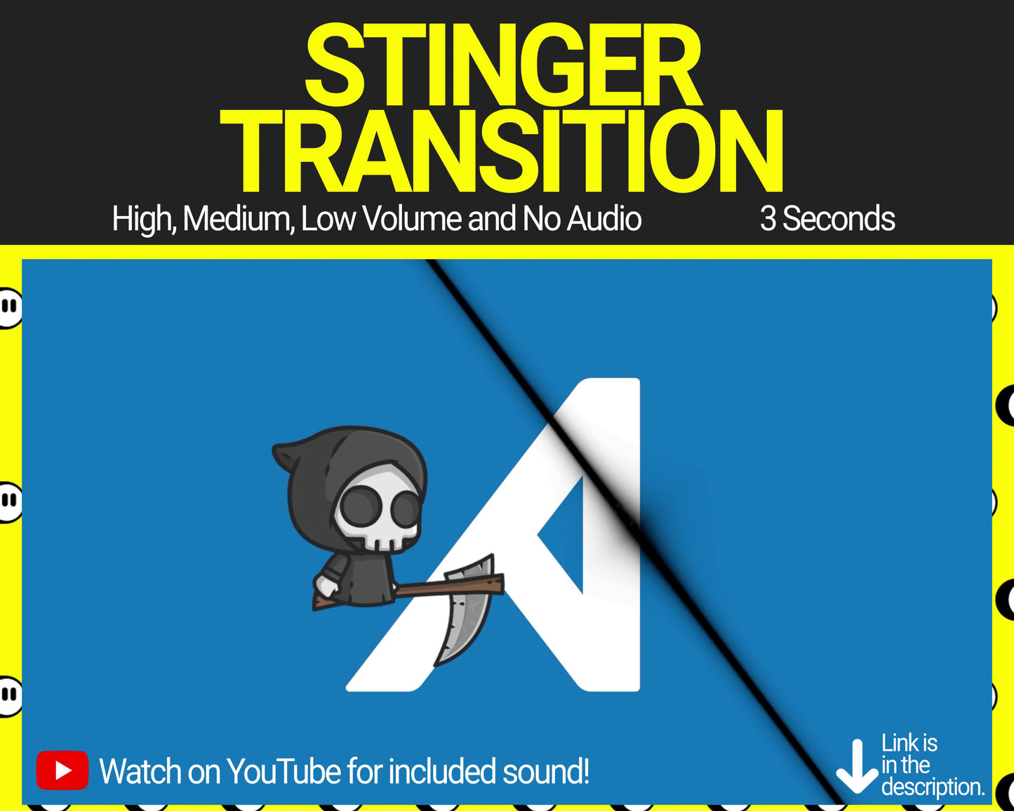 Grim Reaper Stinger Transition, Animated Twitch Overlays, Cute Spooky Halloween Scary Horror Twitch Transitions with Sound for Streamers