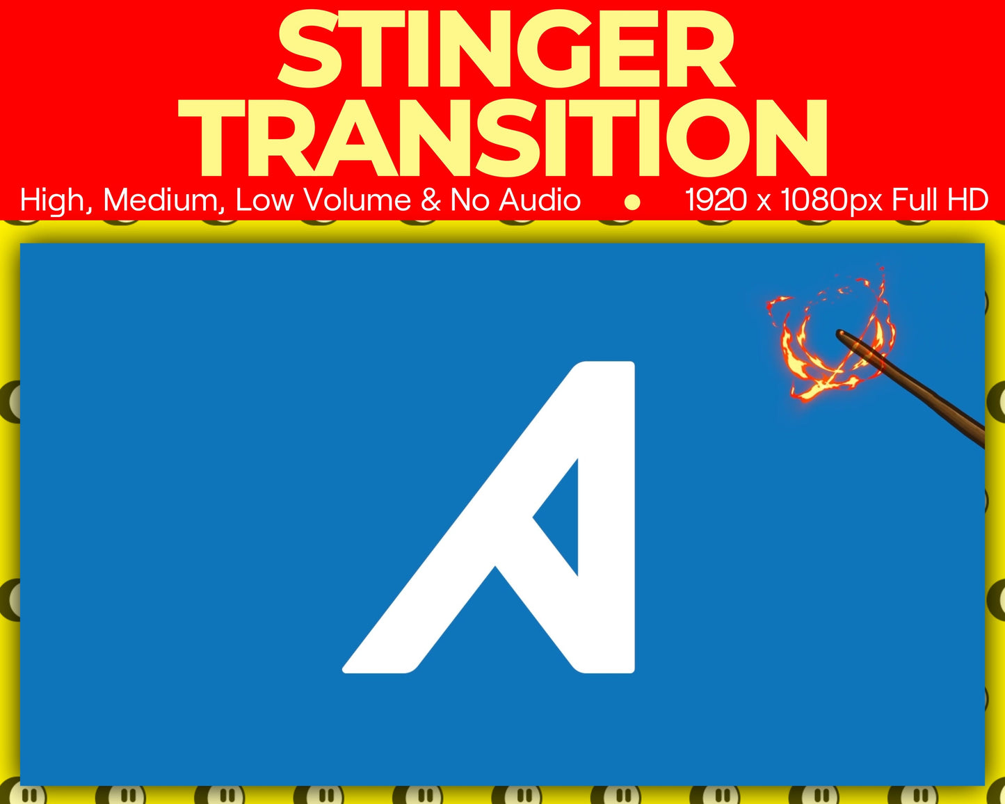 Fire Magic Wand Stinger Transition, Magical Cute Animated Twitch Overlays, Elemental YouTube Facebook and Kick Transitions for Streamers