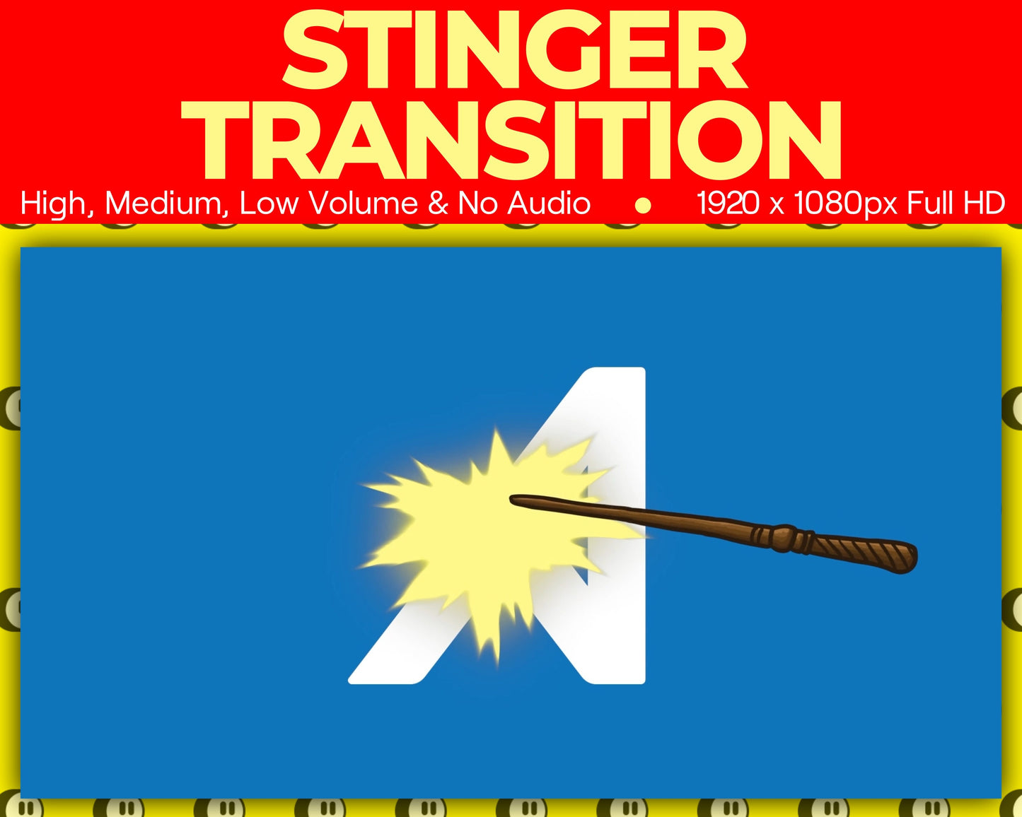 Fire Magic Wand Stinger Transition, Magical Cute Animated Twitch Overlays, Elemental YouTube Facebook and Kick Transitions for Streamers