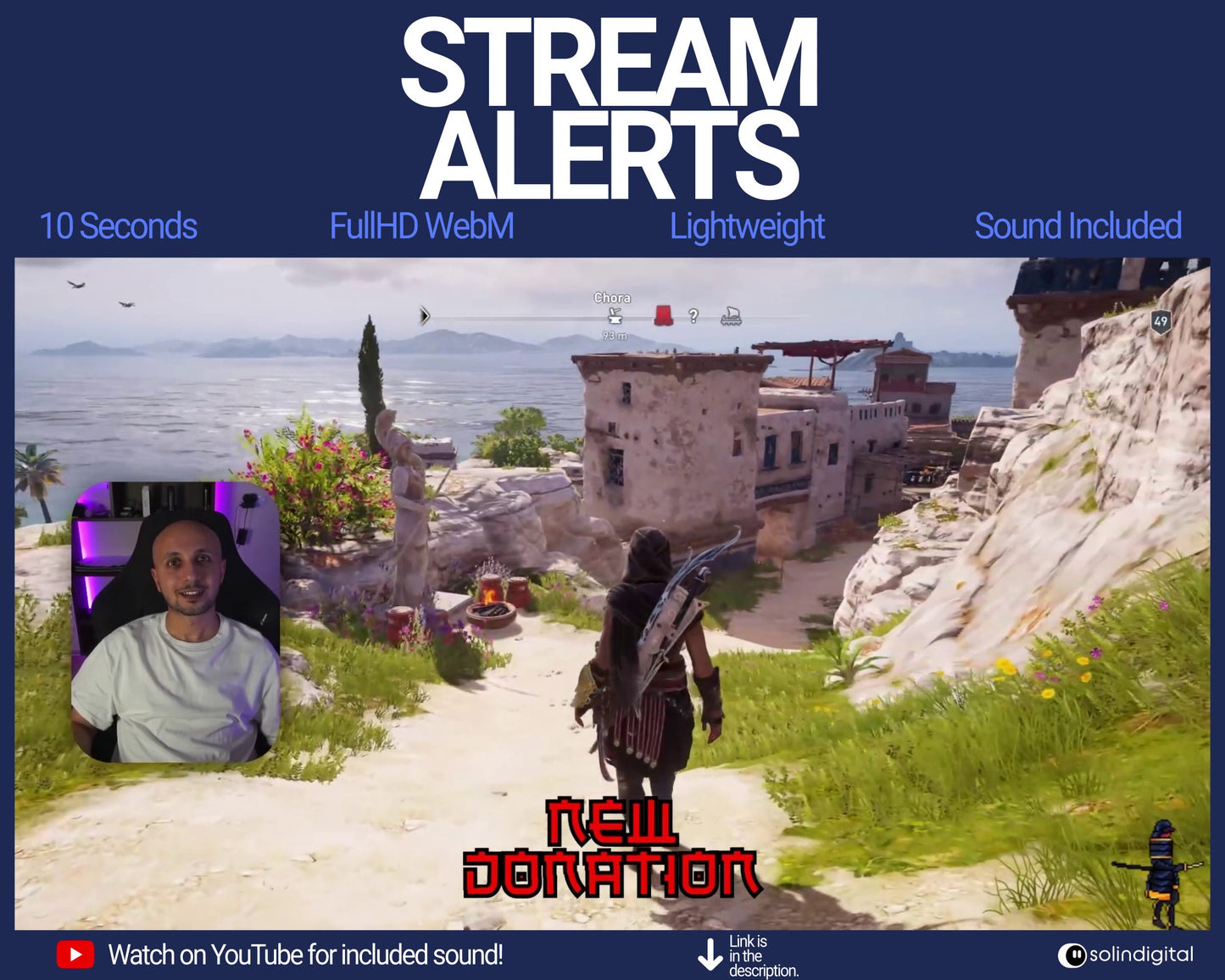 Lightning Ronin Pixel Alerts for Twitch Streams, Samurai Warrior Animated Alert Overlay, YouTube Facebook Kick