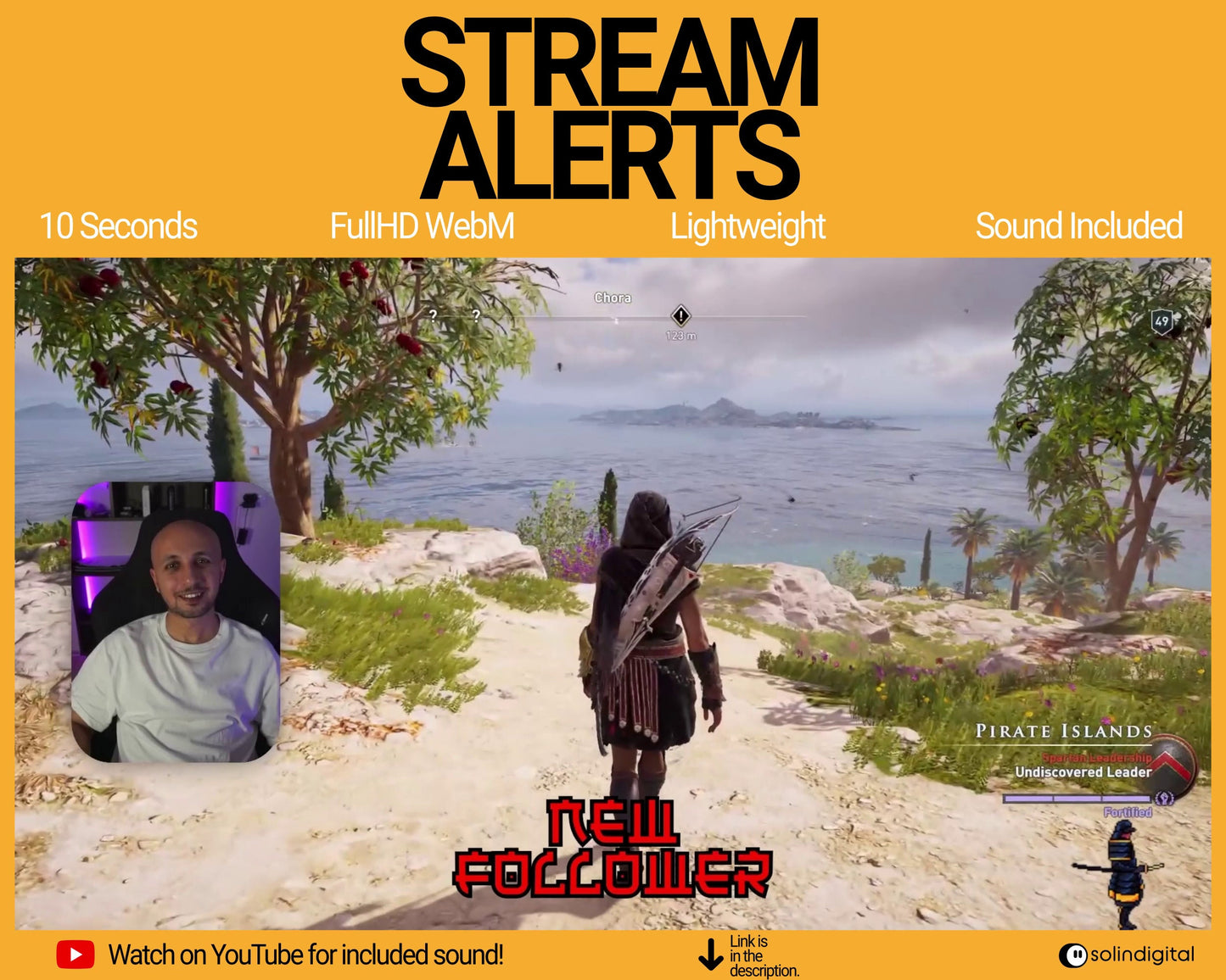 Lightning Ronin Pixel Alerts for Twitch Streams, Samurai Warrior Animated Alert Overlay, YouTube Facebook Kick