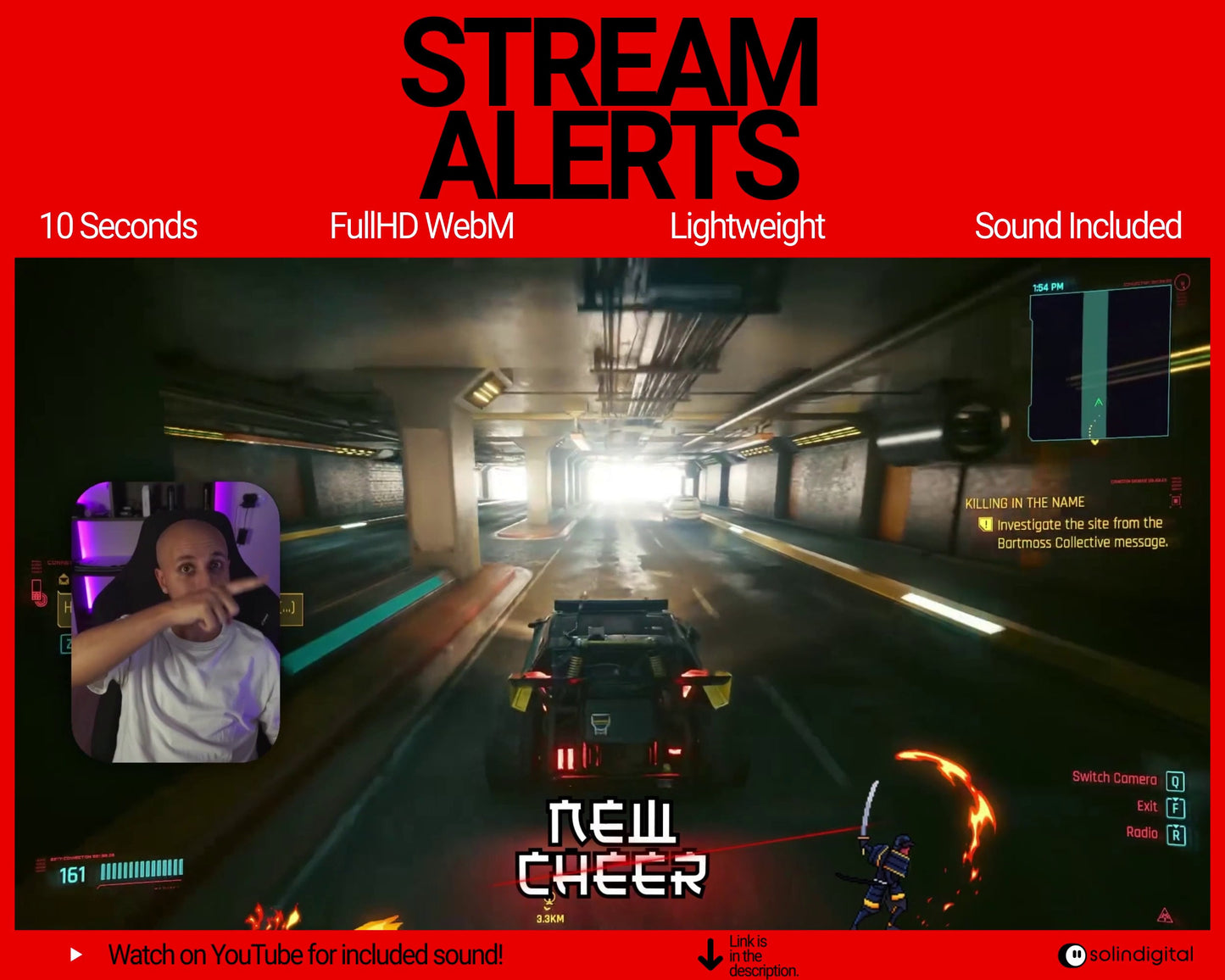 Fire Ronin Pixel Alerts for Twitch Streams, Samurai Warrior Animated Alert Overlay, YouTube Facebook Kick