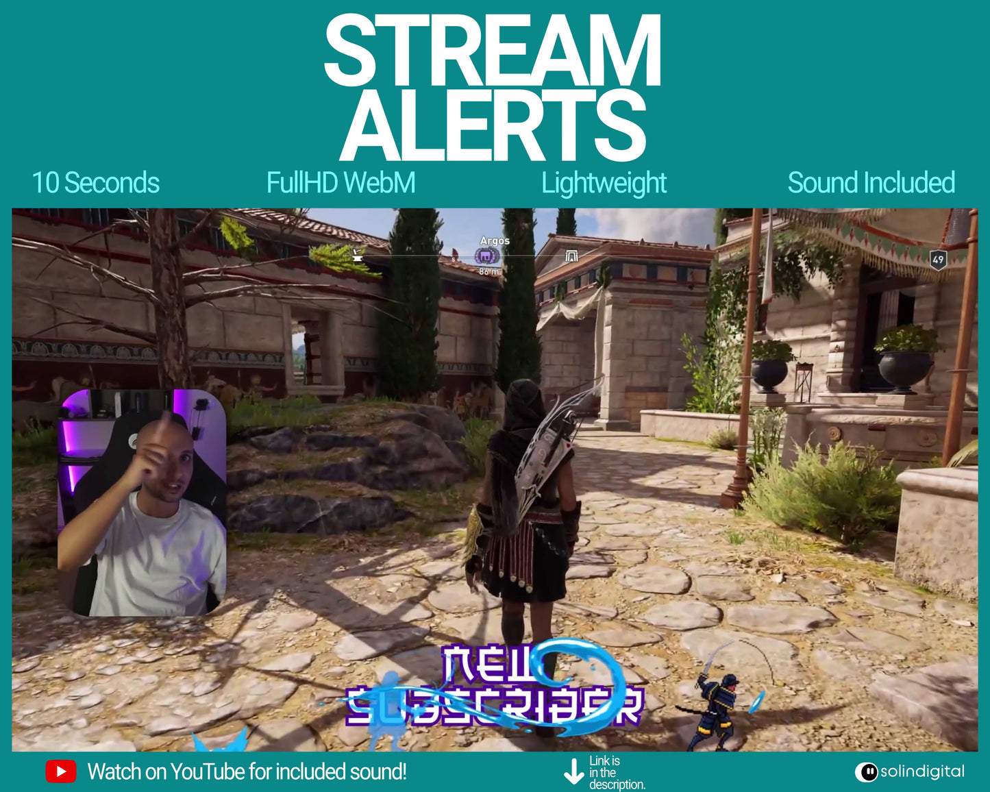Water Ronin Pixel Alerts for Twitch Streams, Samurai Warrior Animated Alert Overlay, YouTube Facebook Kick