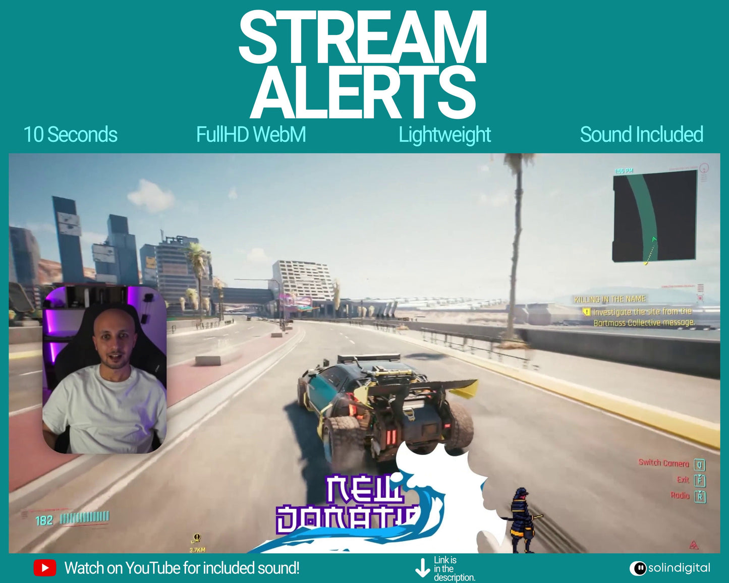 Water Ronin Pixel Alerts for Twitch Streams, Samurai Warrior Animated Alert Overlay, YouTube Facebook Kick