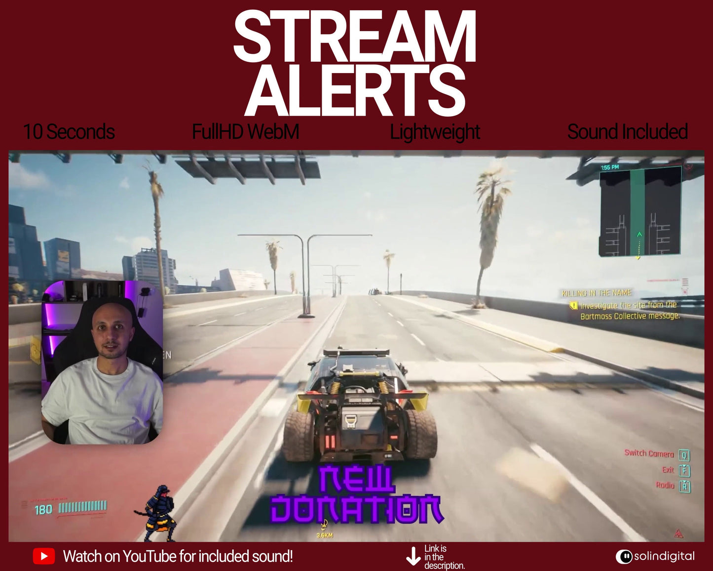 Blood Ronin Pixel Alerts for Twitch Streams, Samurai Warrior Animated Alert Overlay, YouTube Facebook Kick