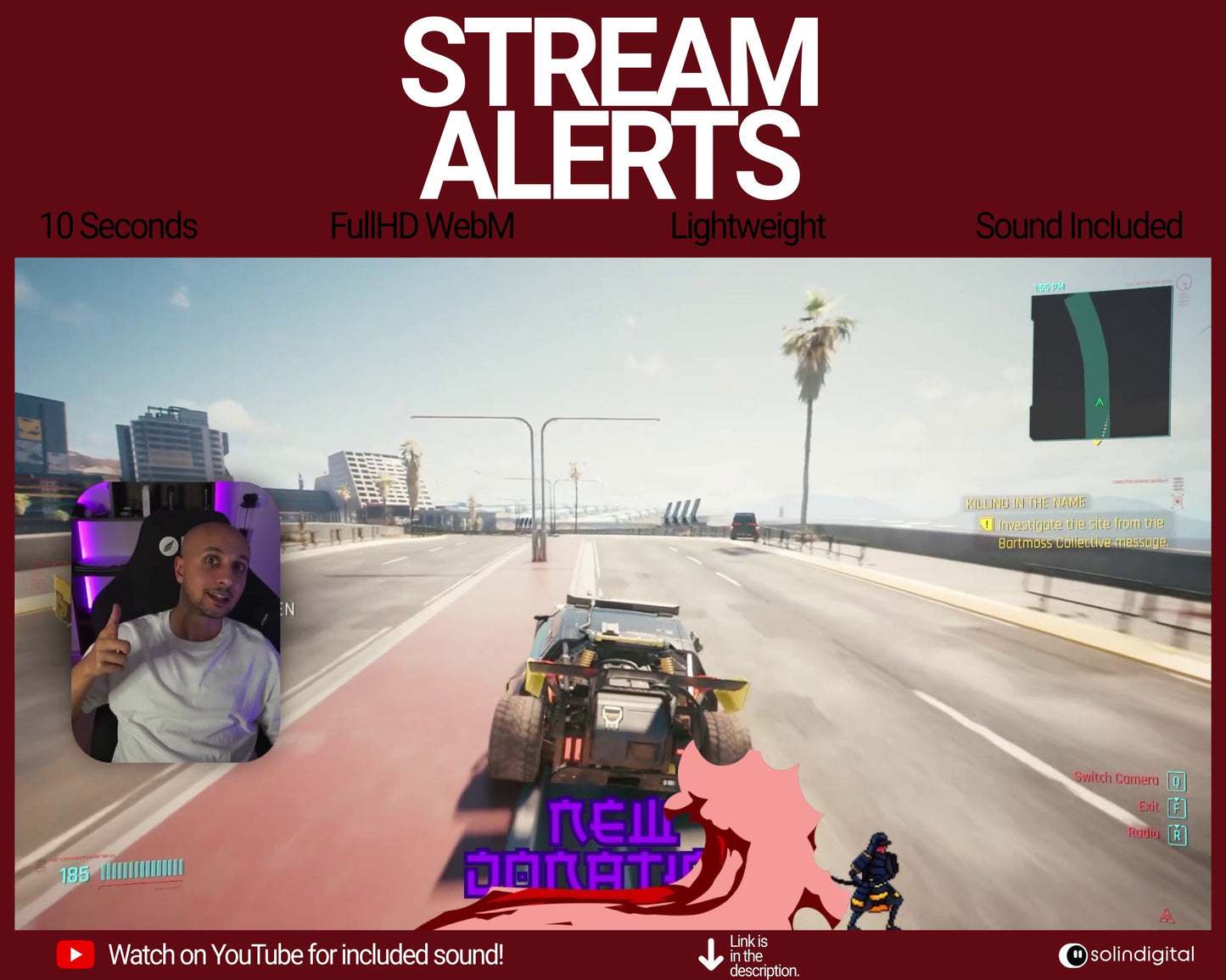 Blood Ronin Pixel Alerts for Twitch Streams, Samurai Warrior Animated Alert Overlay, YouTube Facebook Kick