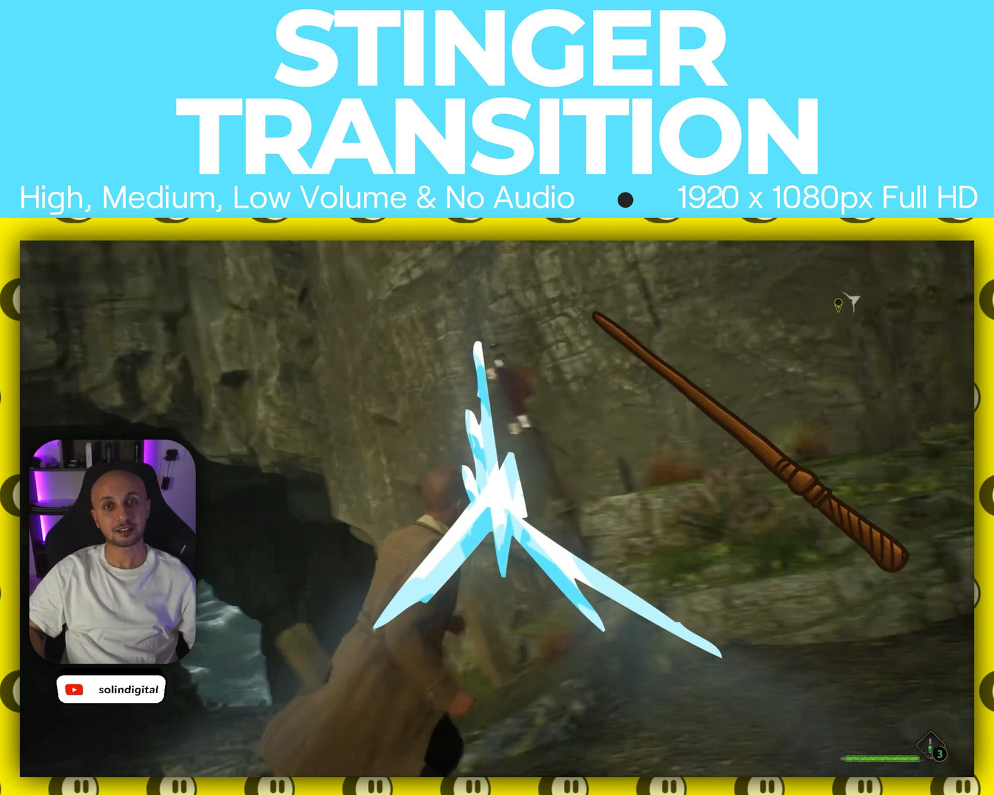 Ice Magic Wand Stinger Transition, Magical Cute Animated Twitch Overlays, Glacier Frozen YouTube Facebook and Kick Transitions for Streamers