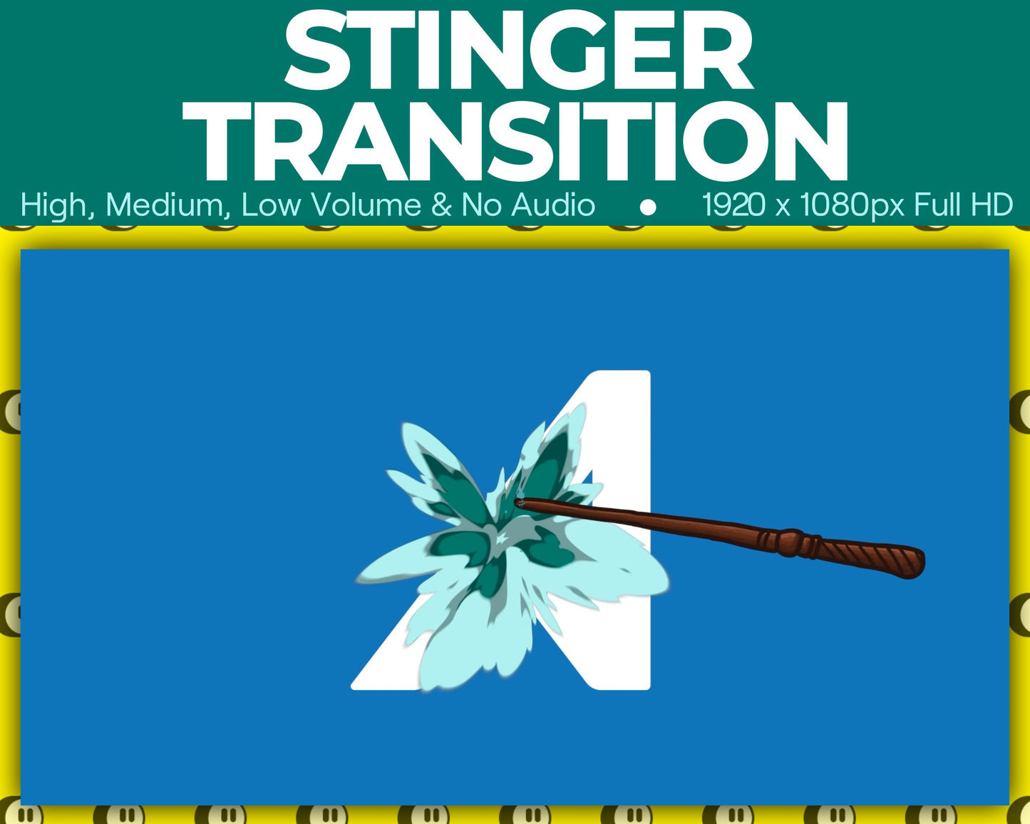 Water Magic Wand Stinger Transition, Magical Cute Animated Twitch Overlays, Elemental YouTube Facebook and Kick Transitions for Streamers