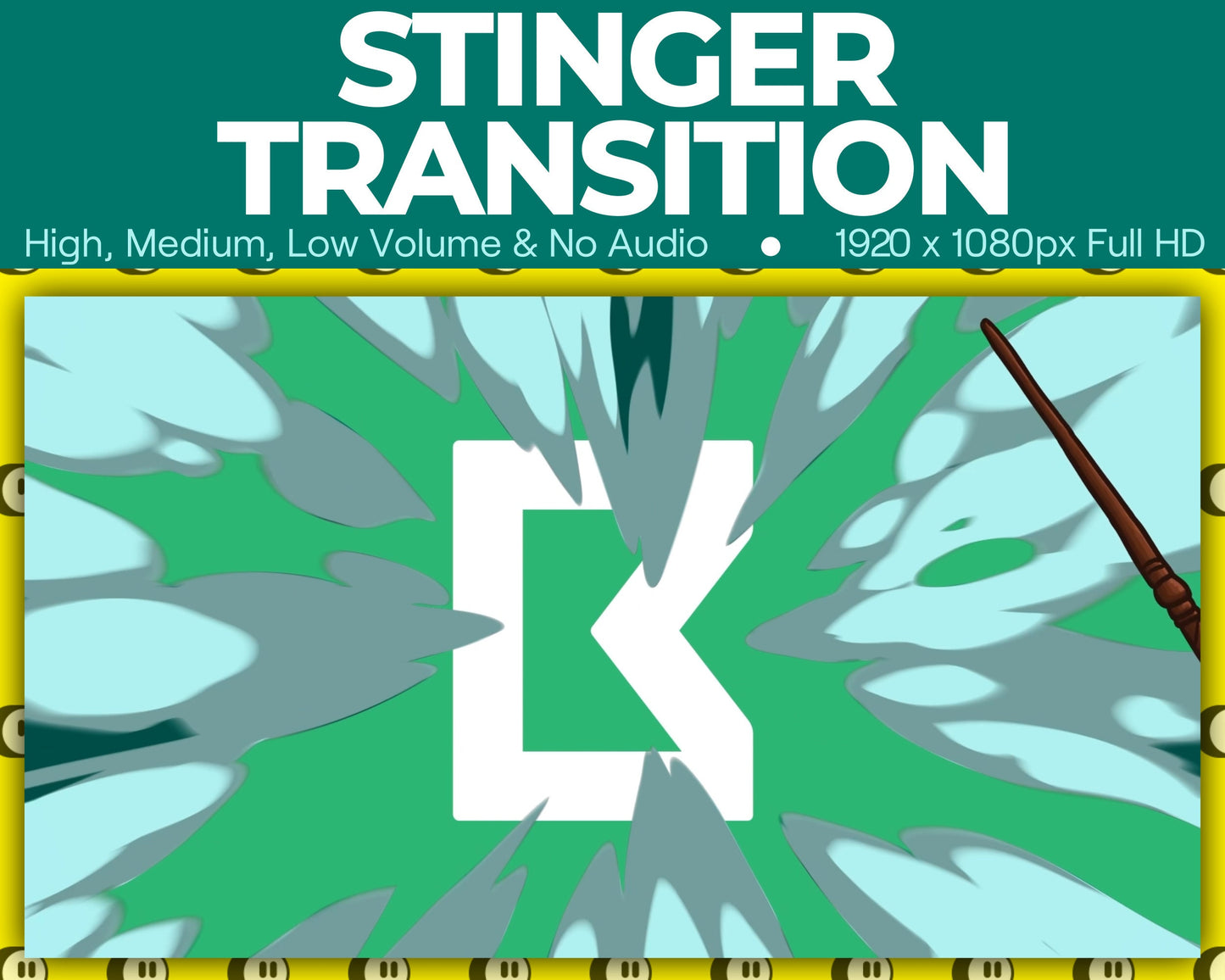 Water Magic Wand Stinger Transition, Magical Cute Animated Twitch Overlays, Elemental YouTube Facebook and Kick Transitions for Streamers