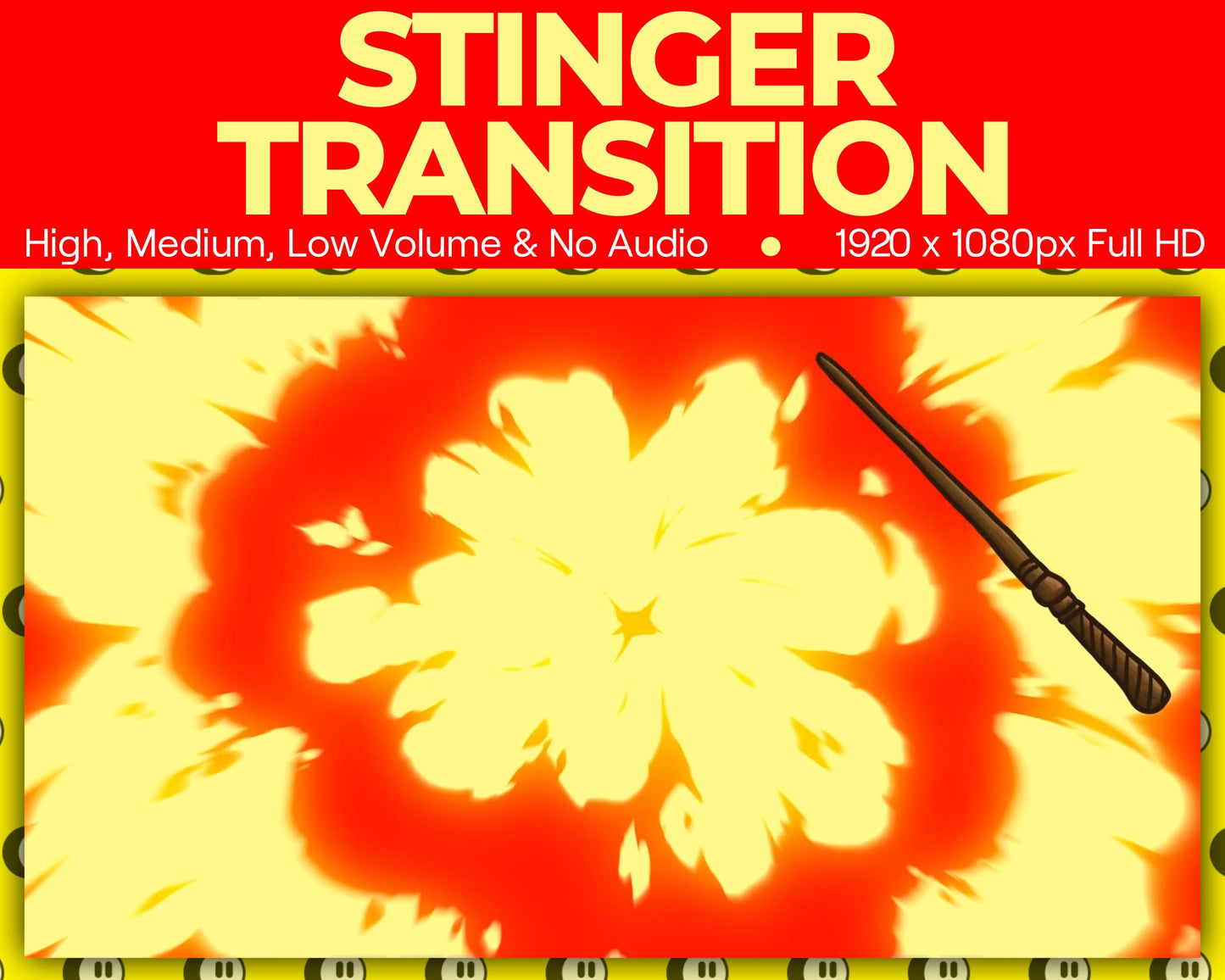 Fire Magic Wand Stinger Transition, Magical Cute Animated Twitch Overlays, Elemental YouTube Facebook and Kick Transitions for Streamers