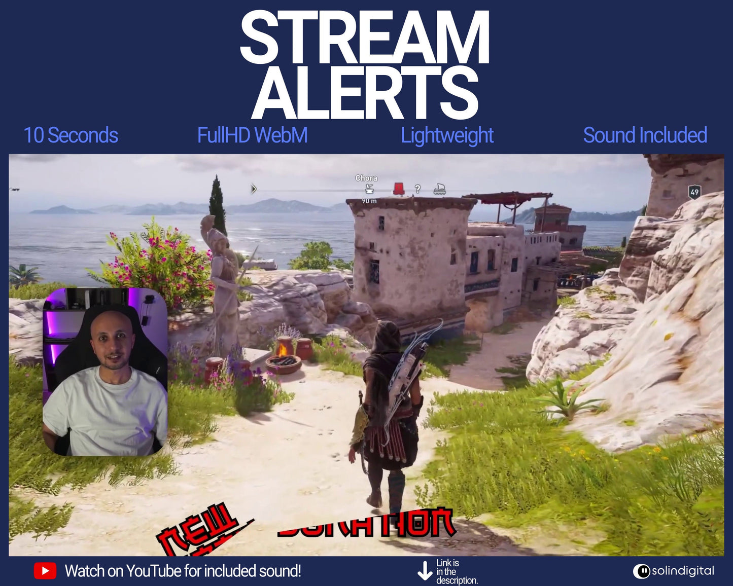 Lightning Ronin Pixel Alerts for Twitch Streams, Samurai Warrior Animated Alert Overlay, YouTube Facebook Kick