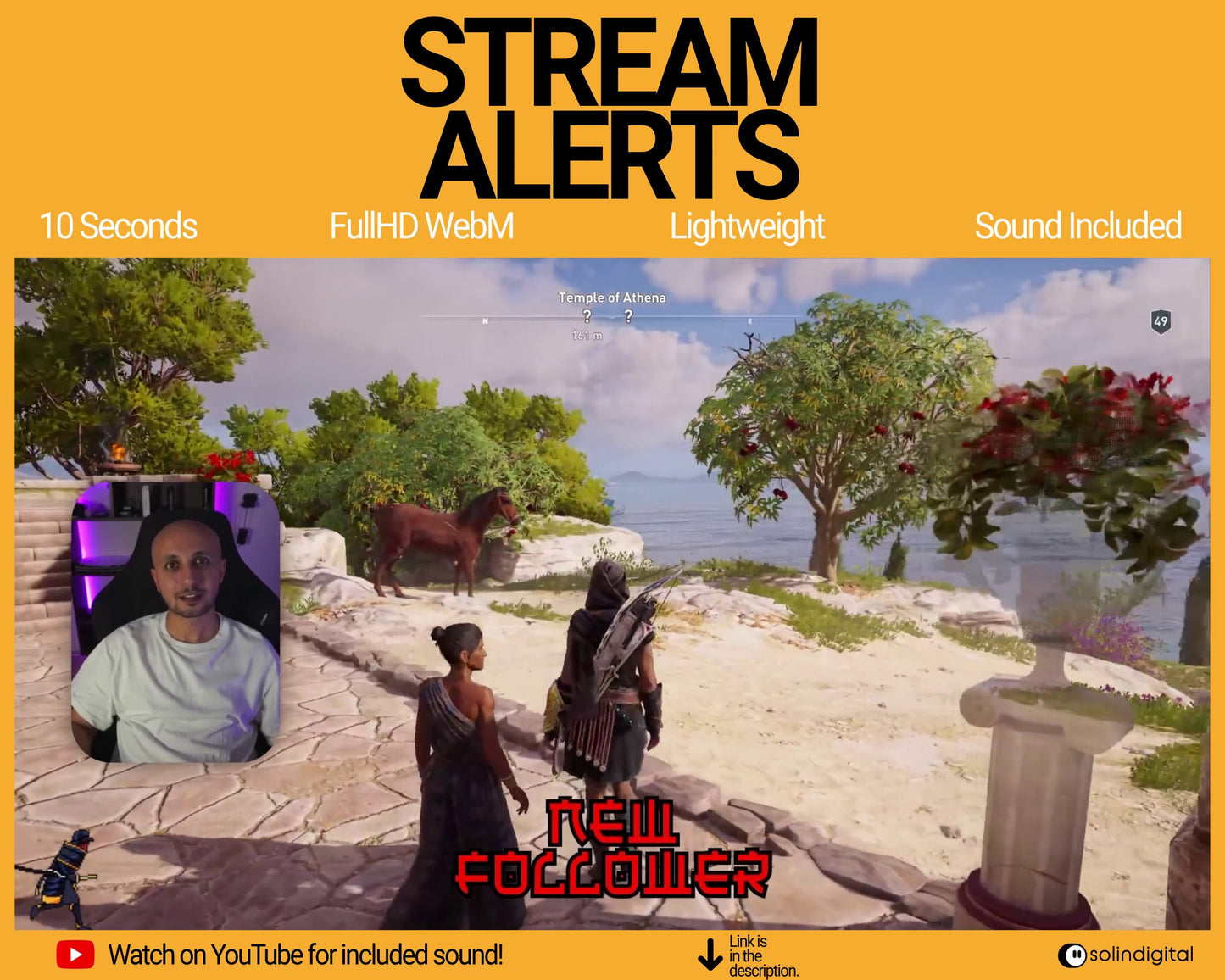 Lightning Ronin Pixel Alerts for Twitch Streams, Samurai Warrior Animated Alert Overlay, YouTube Facebook Kick