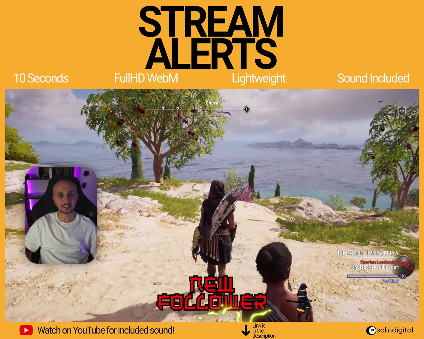 Lightning Ronin Pixel Alerts for Twitch Streams, Samurai Warrior Animated Alert Overlay, YouTube Facebook Kick