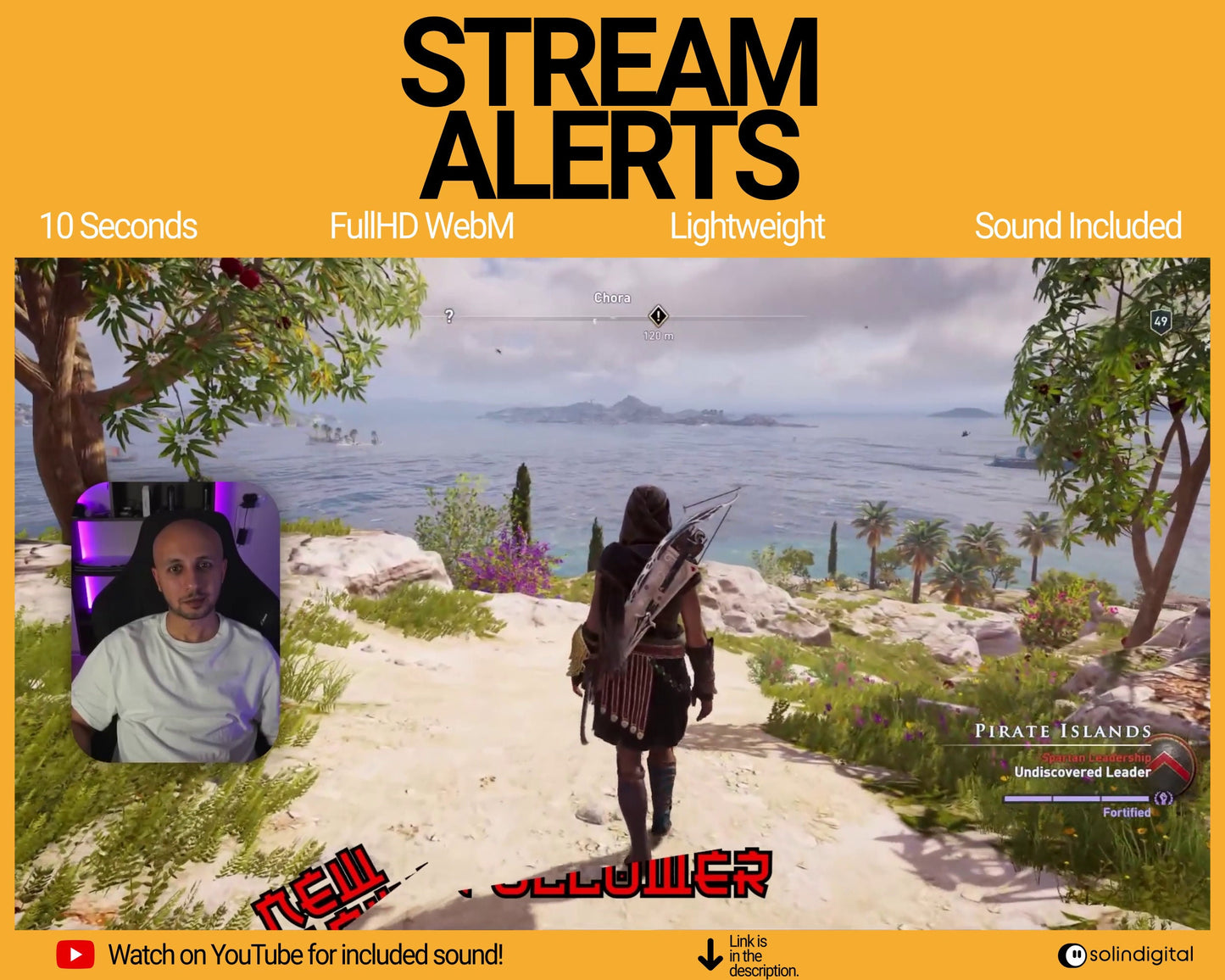 Lightning Ronin Pixel Alerts for Twitch Streams, Samurai Warrior Animated Alert Overlay, YouTube Facebook Kick