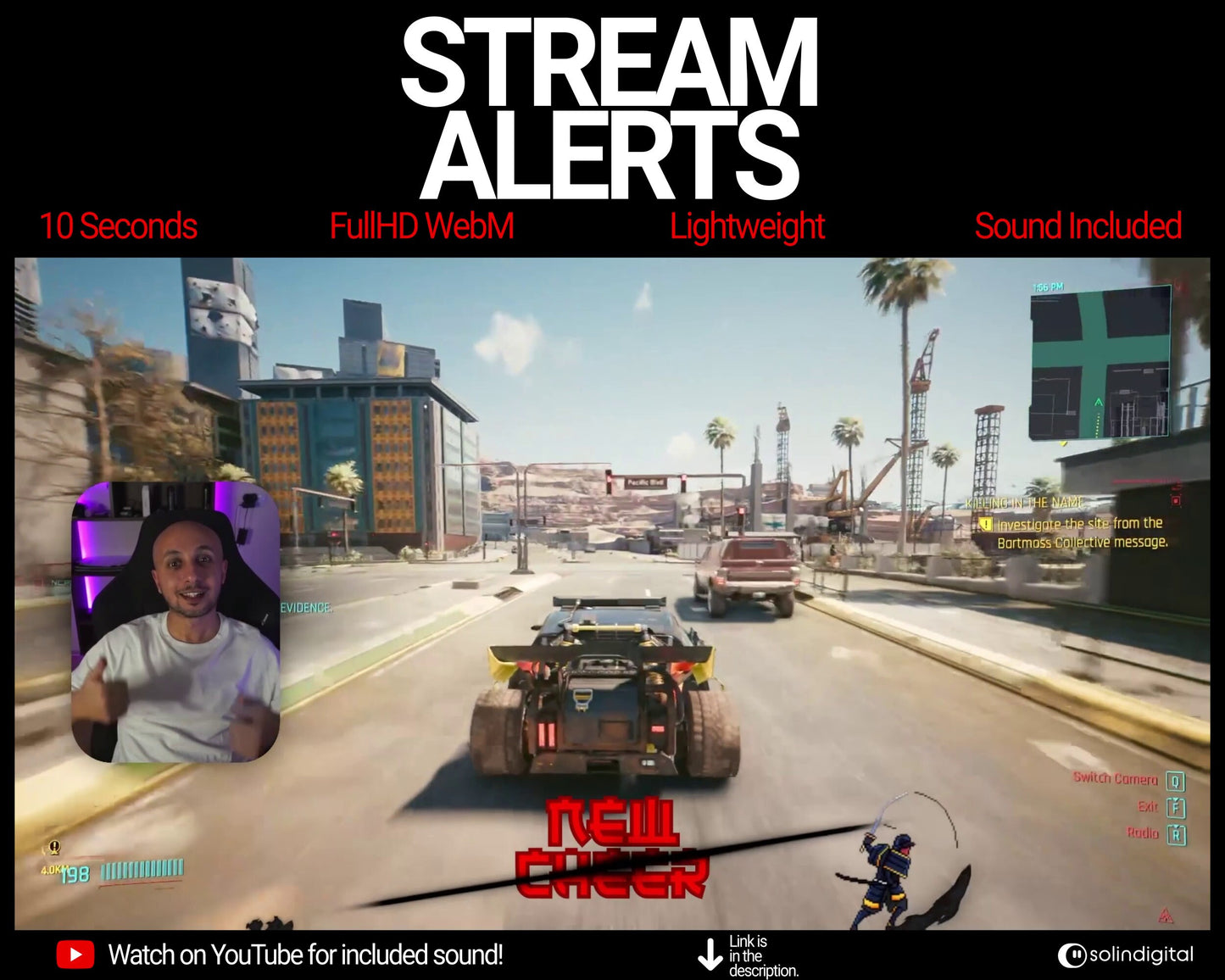Dark Fire Ronin Pixel Alerts for Twitch Streams, Samurai Warrior Animated Alert Overlay, YouTube Facebook Kick