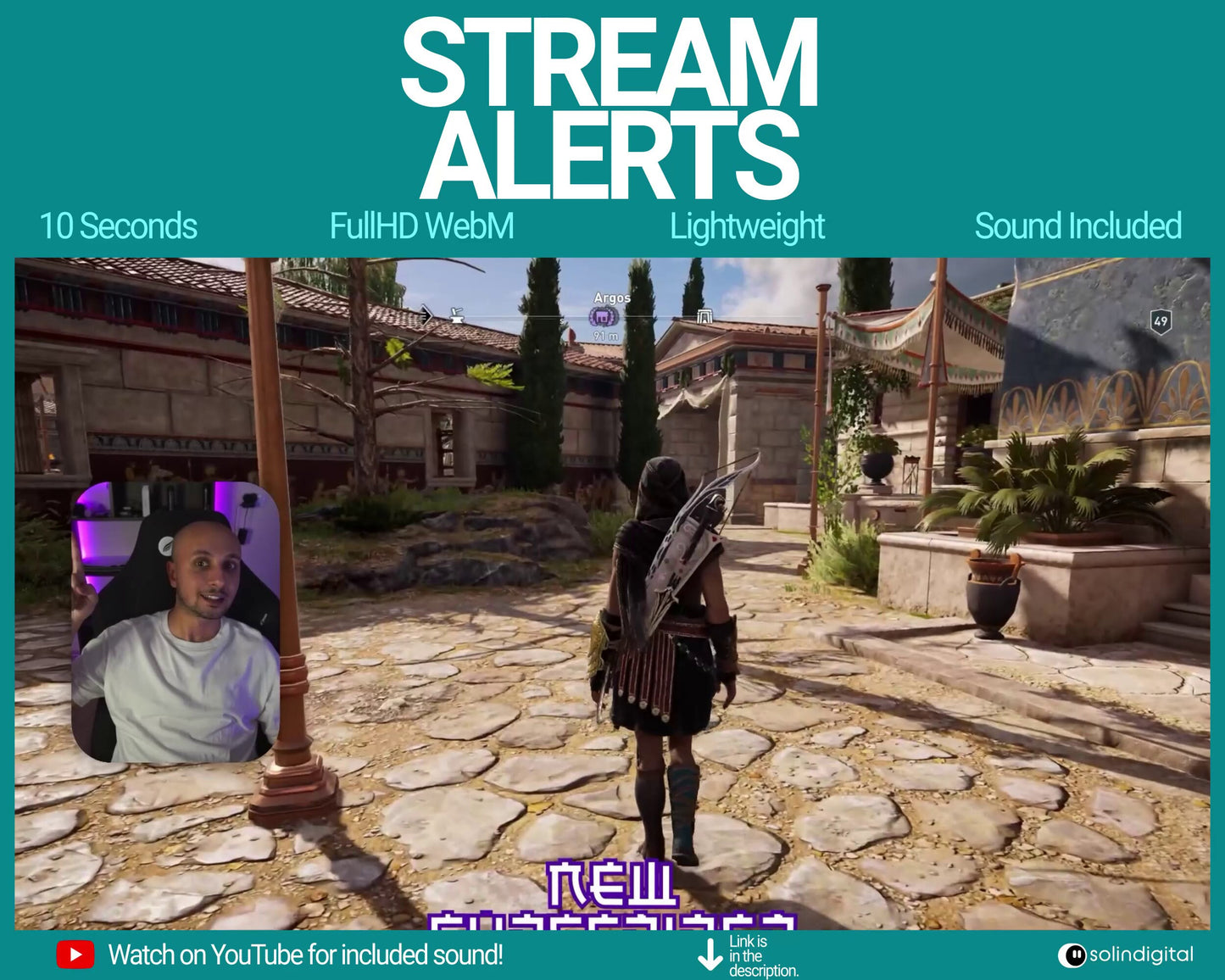 Water Ronin Pixel Alerts for Twitch Streams, Samurai Warrior Animated Alert Overlay, YouTube Facebook Kick