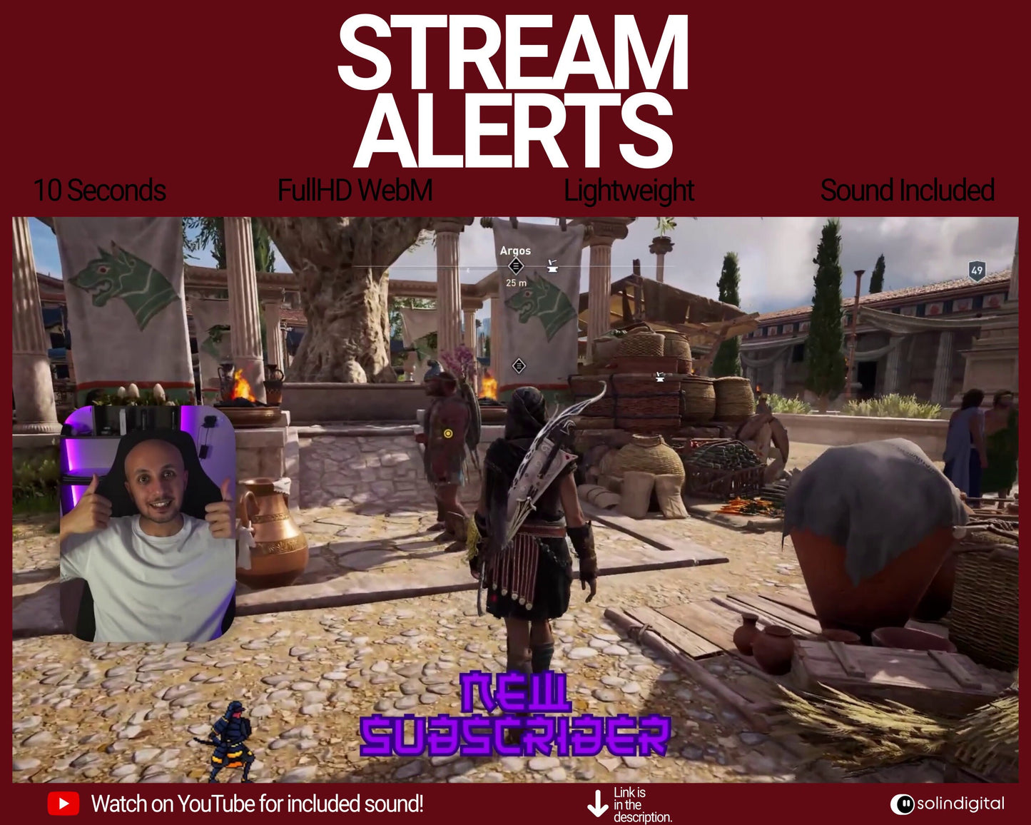 Blood Ronin Pixel Alerts for Twitch Streams, Samurai Warrior Animated Alert Overlay, YouTube Facebook Kick