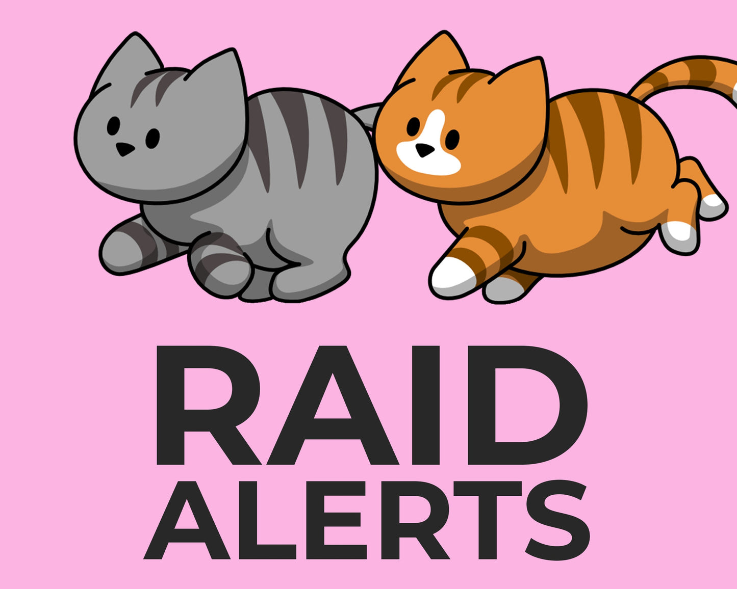 Cats Raid Alerts for Twitch Streamers, Chibi Cute Kawaii Funny Kittens Animated Stream Overlay for Twitch, YouTube, Facebook and Kick