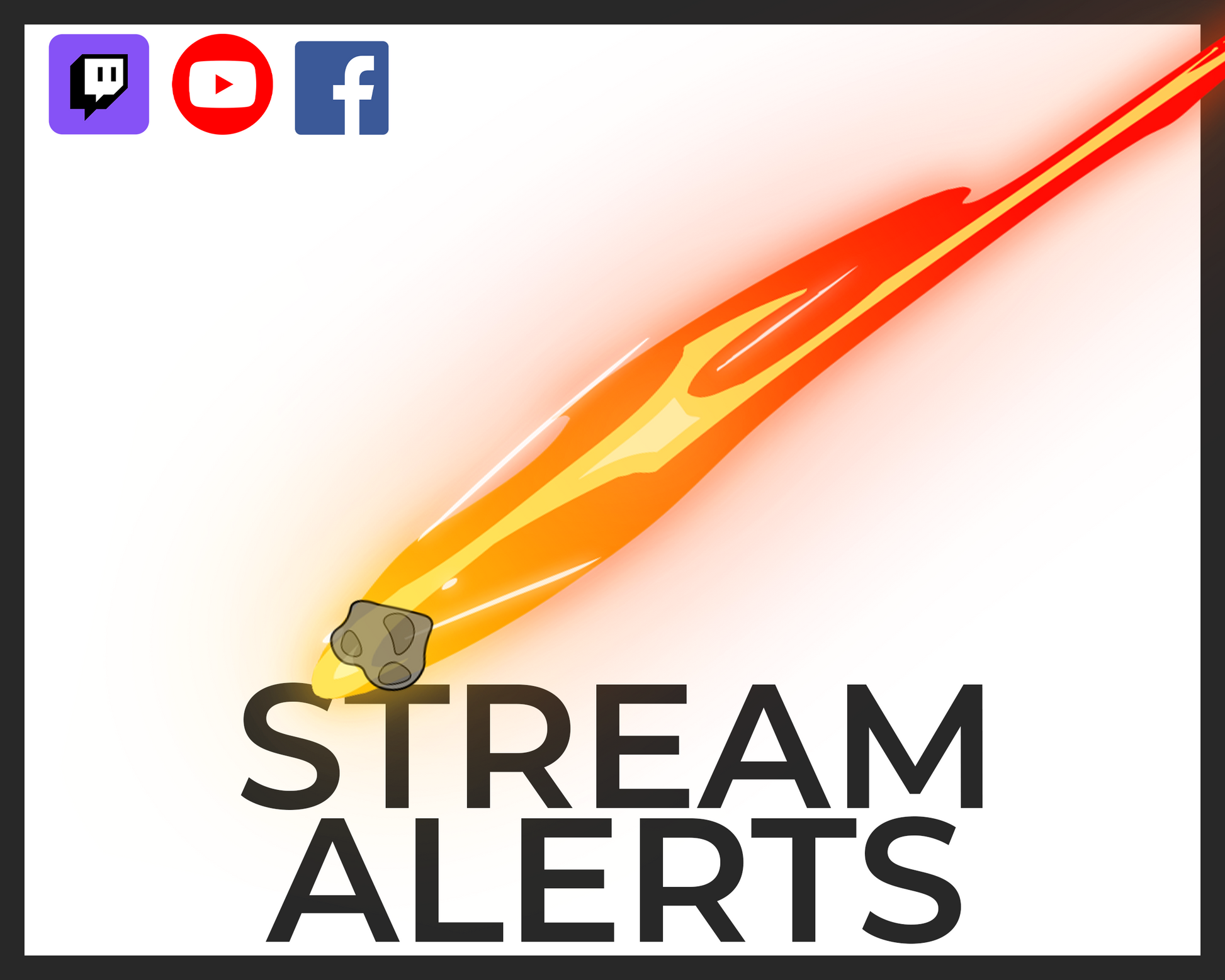 Animated Alerts for Twitch Streams, Meteor Fall Impact and Fire Alert Overlay, Follower Subscriber Cheer Host Raid Donation Member Superchat