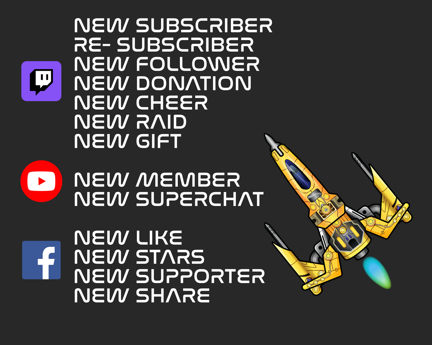 Retro Space Shooter Twitch Stream Alerts