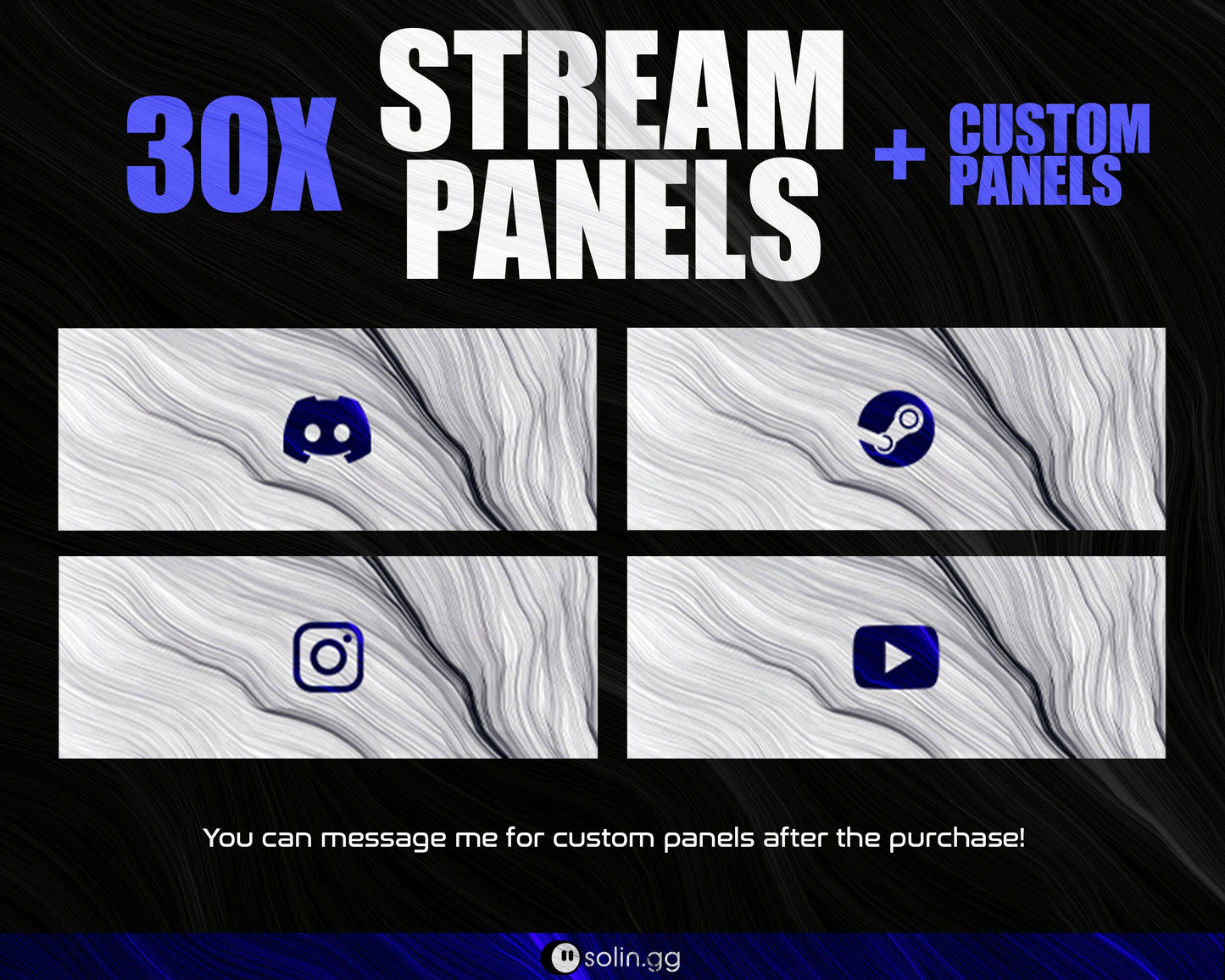 Wavy Lines Stream Panels for Twitch, YouTube, Facebook and Kick Streamers, Sleek Cool Minimal Overlay Designs, Easy to Implement