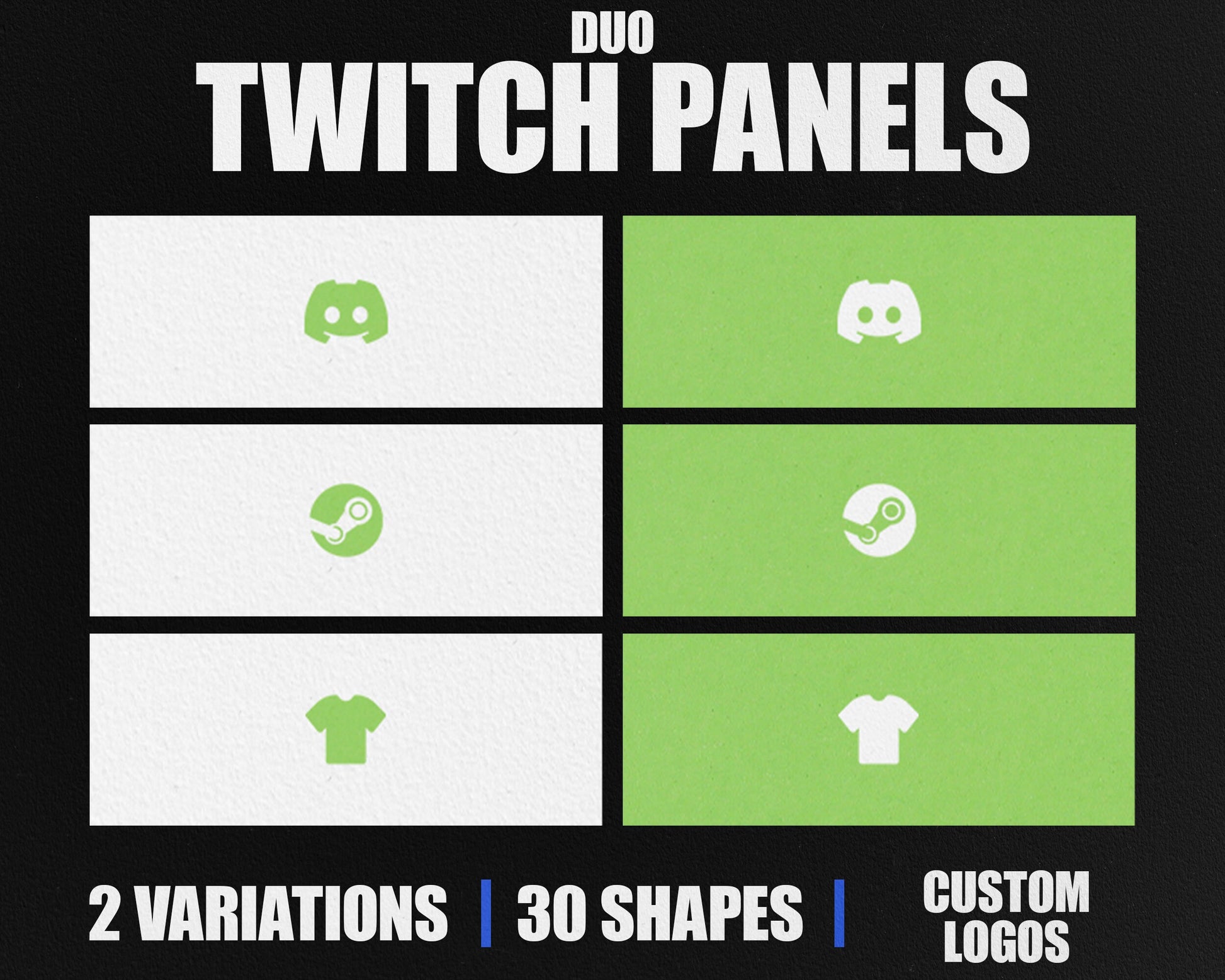 Duo Stream Panels with Paper Texture for Twitch, YouTube, Facebook and Kick Streamers, Sleek Cool Minimal Overlay Designs, Easy to Implement