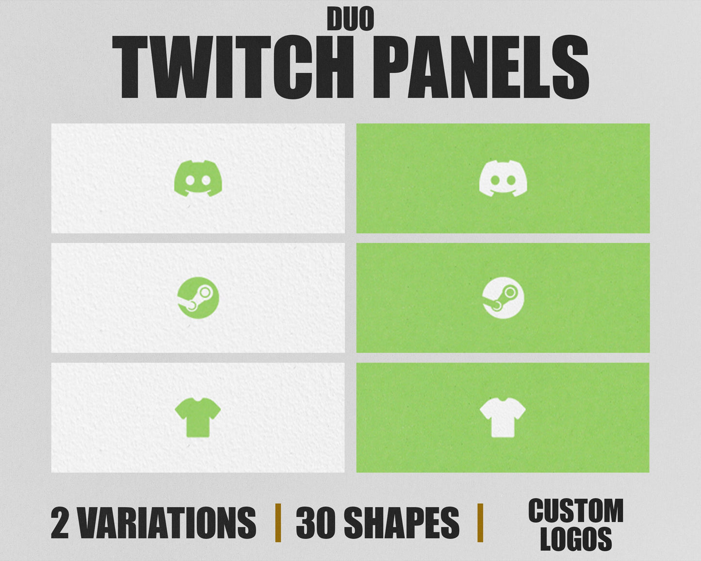 Duo Stream Panels with Paper Texture for Twitch, YouTube, Facebook and Kick Streamers, Sleek Cool Minimal Overlay Designs, Easy to Implement