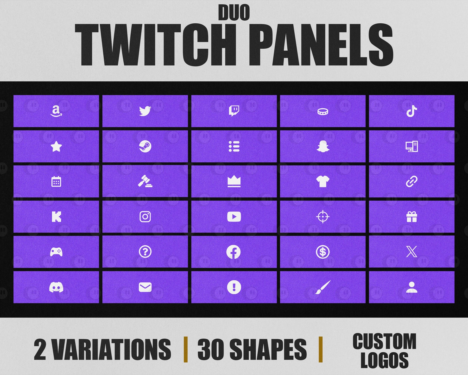 Duo Stream Panels with Paper Texture for Twitch, YouTube, Facebook and Kick Streamers, Sleek Cool Minimal Overlay Designs, Easy to Implement