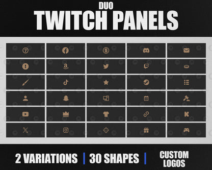 Duo Stream Panels with Paper Texture for Twitch, YouTube, Facebook and Kick Streamers, Sleek Cool Minimal Overlay Designs, Easy to Implement