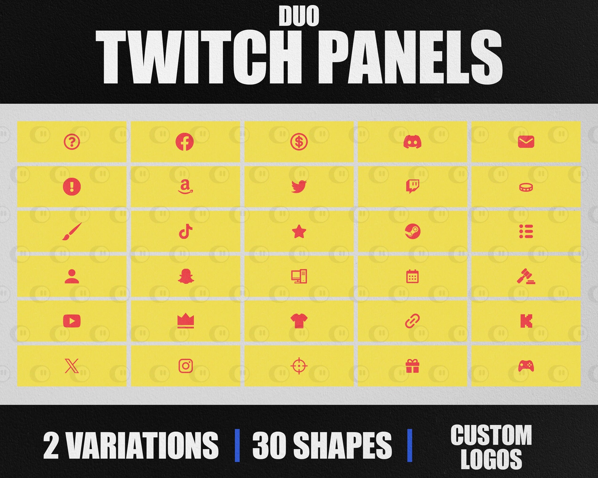 Duo Stream Panels with Paper Texture for Twitch, YouTube, Facebook and Kick Streamers, Sleek Cool Minimal Overlay Designs, Easy to Implement