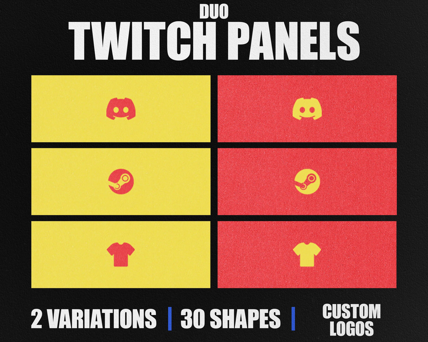 Duo Stream Panels with Paper Texture for Twitch, YouTube, Facebook and Kick Streamers, Sleek Cool Minimal Overlay Designs, Easy to Implement