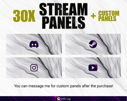 Wavy Lines Stream Panels for Twitch, YouTube, Facebook and Kick Streamers, Sleek Cool Minimal Overlay Designs, Easy to Implement