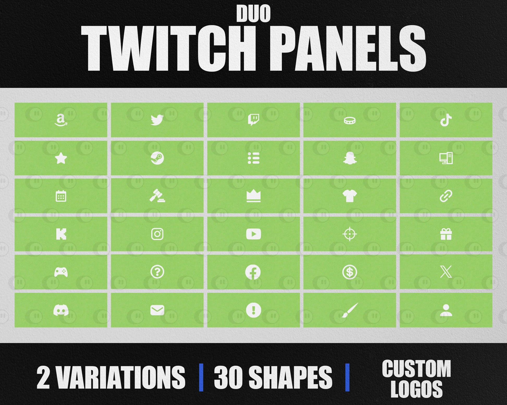 Duo Stream Panels with Paper Texture for Twitch, YouTube, Facebook and Kick Streamers, Sleek Cool Minimal Overlay Designs, Easy to Implement