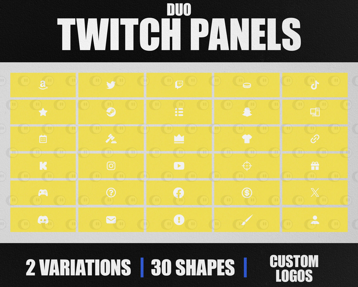 Duo Stream Panels with Paper Texture for Twitch, YouTube, Facebook and Kick Streamers, Sleek Cool Minimal Overlay Designs, Easy to Implement