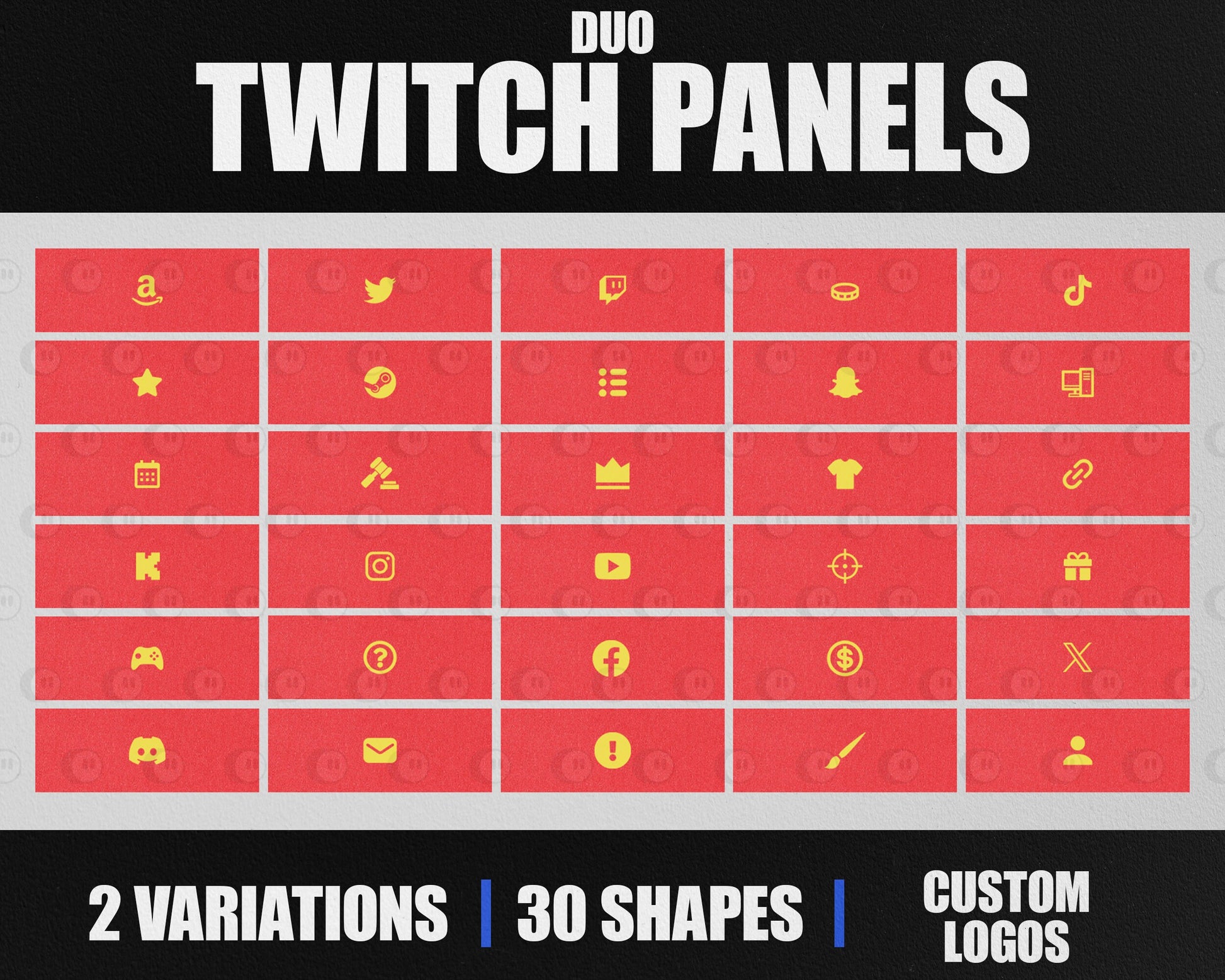 Duo Stream Panels with Paper Texture for Twitch, YouTube, Facebook and Kick Streamers, Sleek Cool Minimal Overlay Designs, Easy to Implement