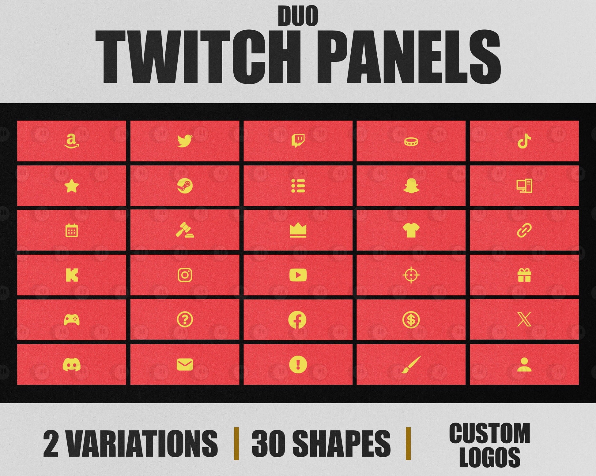 Duo Stream Panels with Paper Texture for Twitch, YouTube, Facebook and Kick Streamers, Sleek Cool Minimal Overlay Designs, Easy to Implement