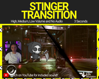 Grim Reaper Stinger Transition, Animated Twitch Overlays, Cute Spooky Halloween Scary Horror Twitch Transitions with Sound for Streamers