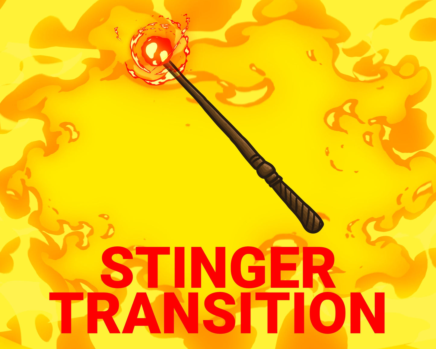 Fire Magic Wand Stinger Transition, Magical Cute Animated Twitch Overlays, Elemental YouTube Facebook and Kick Transitions for Streamers