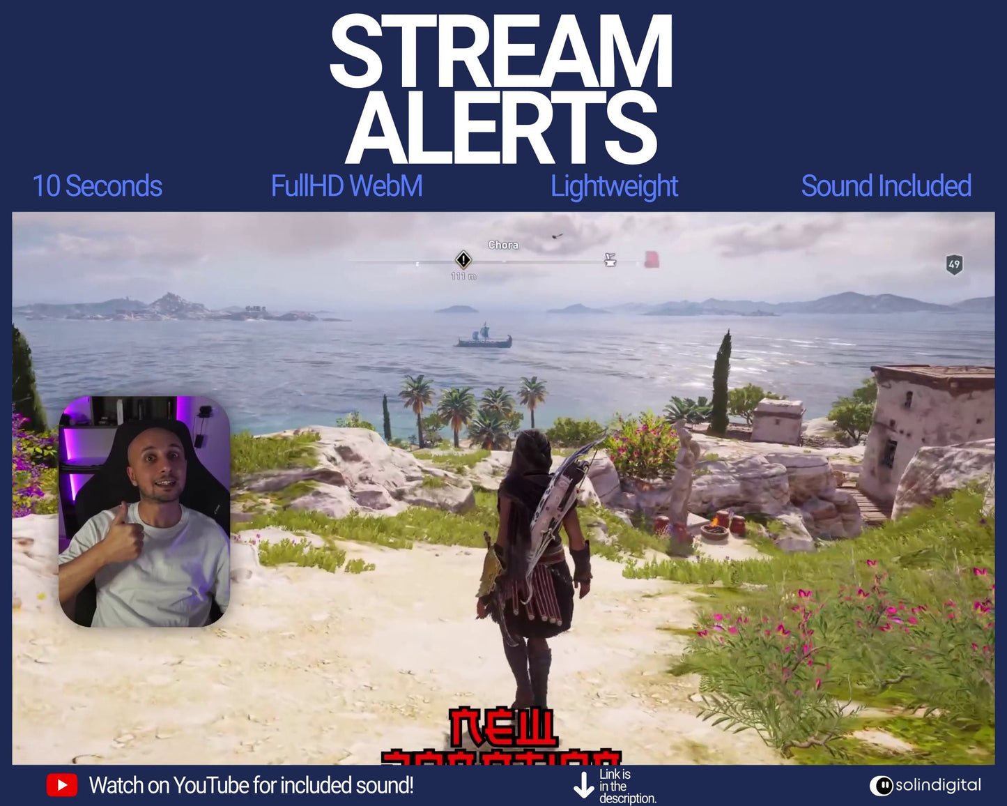 Lightning Ronin Pixel Alerts for Twitch Streams, Samurai Warrior Animated Alert Overlay, YouTube Facebook Kick