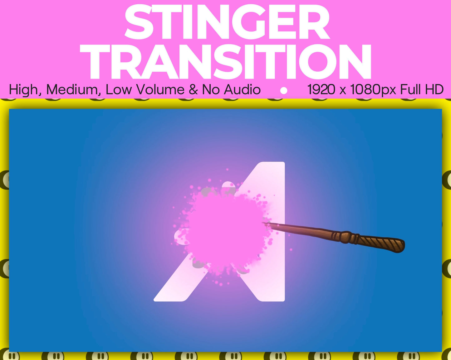 Magic Wand Stinger Transition, Magical Cute Animated Twitch Overlays, Fairy Kawaii YouTube Facebook and Kick Transitions for Streamers