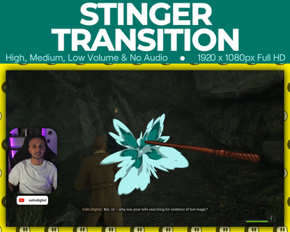 Water Magic Wand Stinger Transition, Magical Cute Animated Twitch Overlays, Elemental YouTube Facebook and Kick Transitions for Streamers