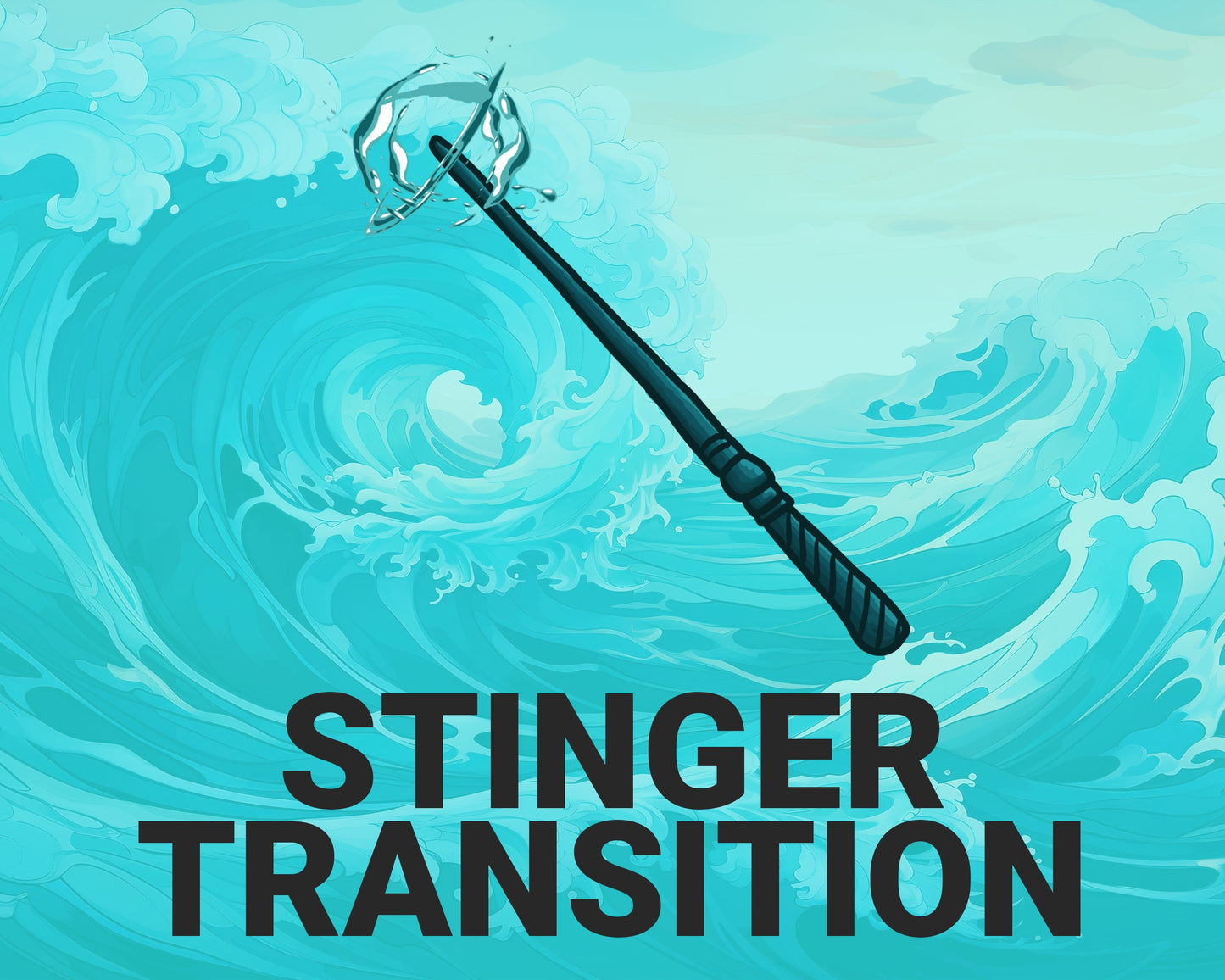 Water Magic Wand Stinger Transition, Magical Cute Animated Twitch Overlays, Elemental YouTube Facebook and Kick Transitions for Streamers