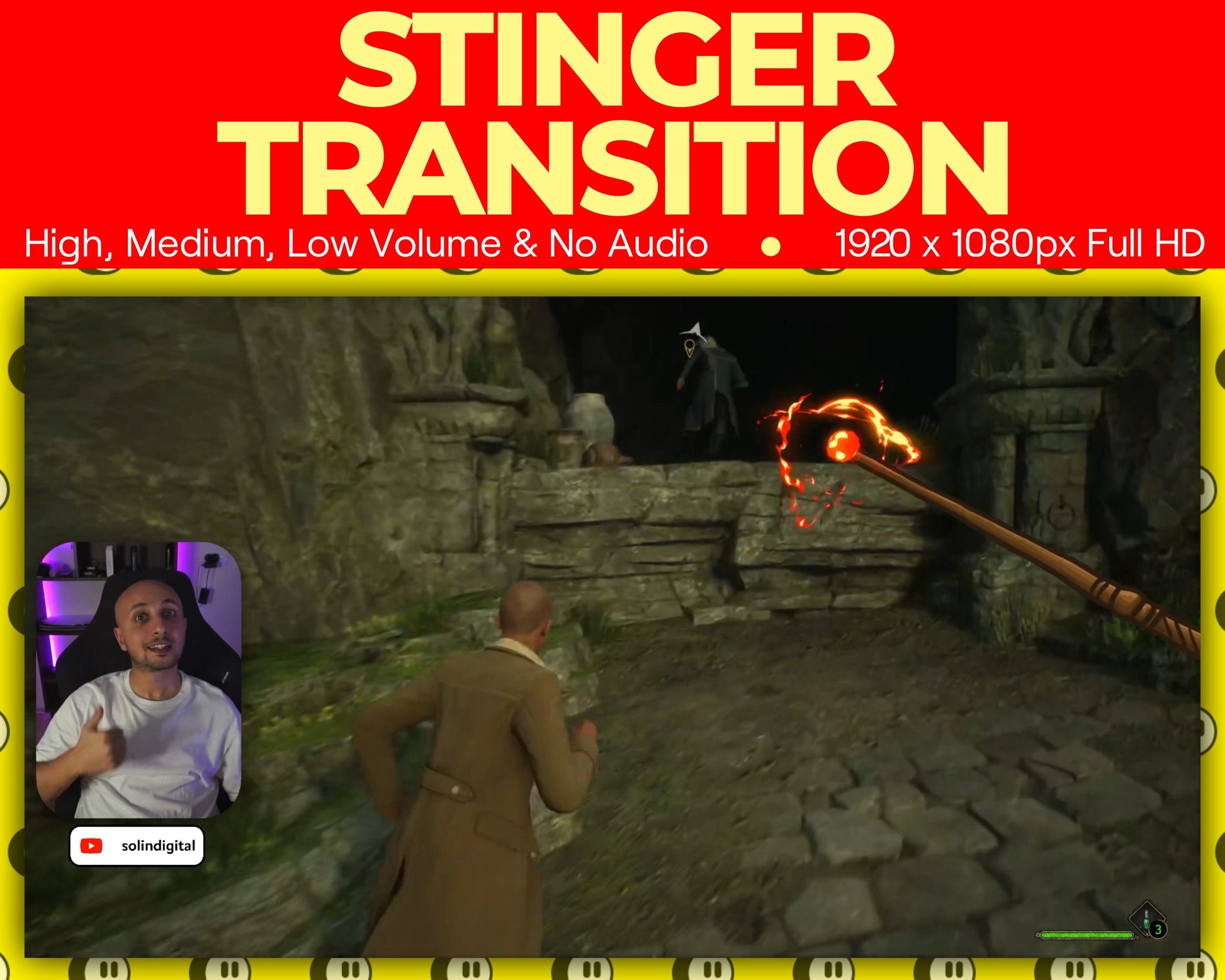 Fire Magic Wand Stinger Transition, Magical Cute Animated Twitch Overlays, Elemental YouTube Facebook and Kick Transitions for Streamers