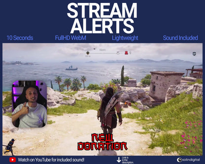 Lightning Ronin Pixel Alerts for Twitch Streams, Samurai Warrior Animated Alert Overlay, YouTube Facebook Kick