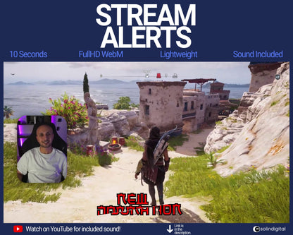 Lightning Ronin Pixel Alerts for Twitch Streams, Samurai Warrior Animated Alert Overlay, YouTube Facebook Kick