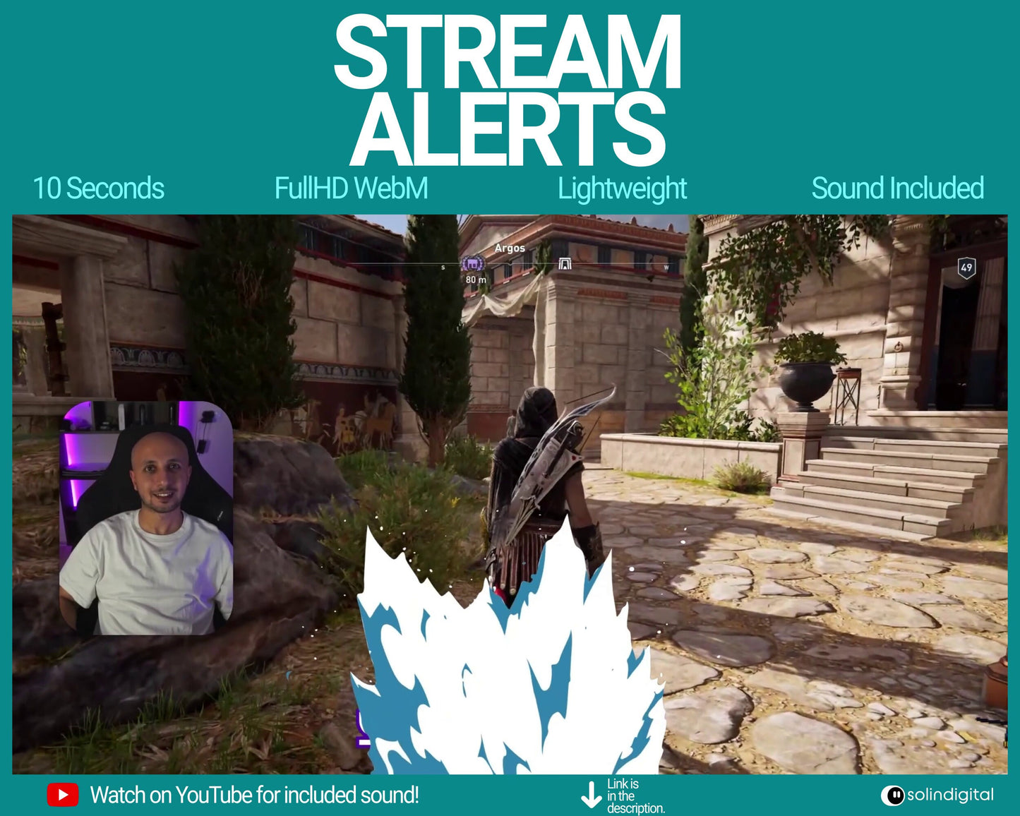 Water Ronin Pixel Alerts for Twitch Streams, Samurai Warrior Animated Alert Overlay, YouTube Facebook Kick